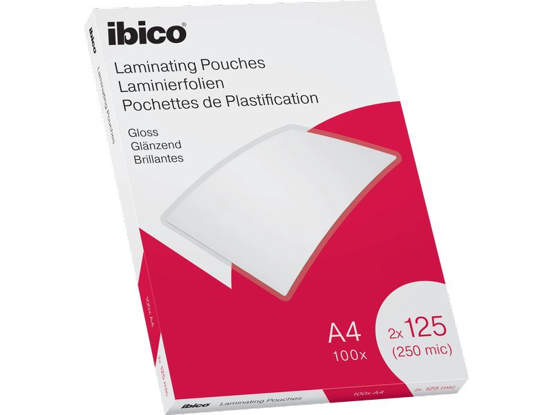 Ibico Laminierfolie Premium A4 125 µm, glänzend, 4 x 100 St Glänzende Premium Heisslaminierfolien