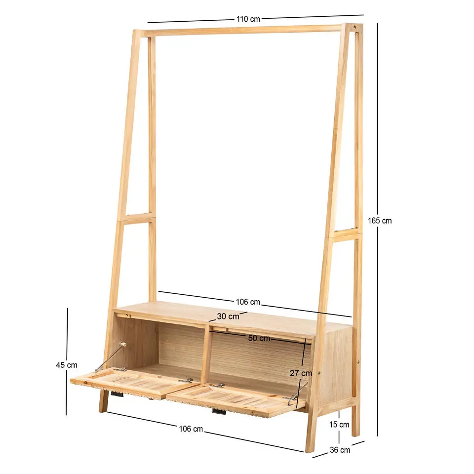 Massief houten garderobe/kledingrek