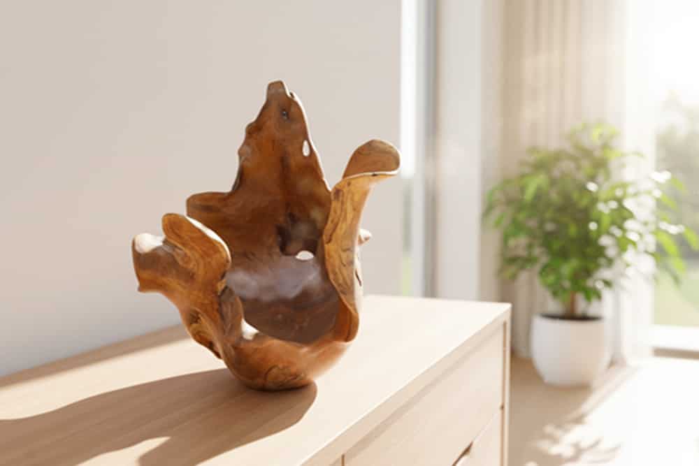 Einzigartige Schale ORGANIC 40cm natur Teak aus Wurzelholz