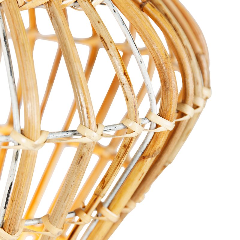 Landelijke vloerlamp tripod bamboe met wit - Canna Diamond