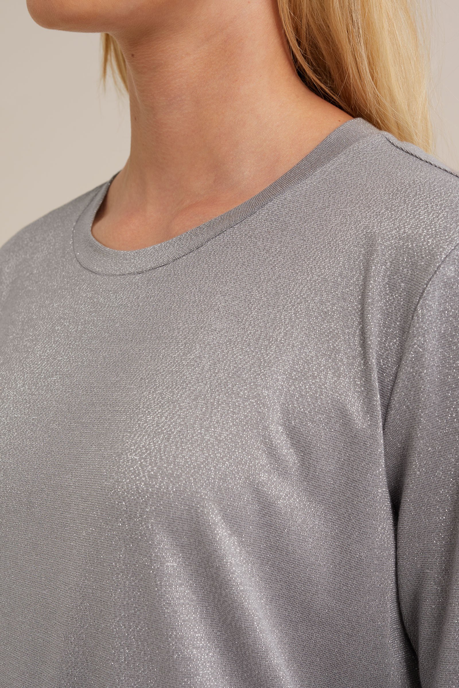 T-shirt met glittergaren WE Fashion Zilver