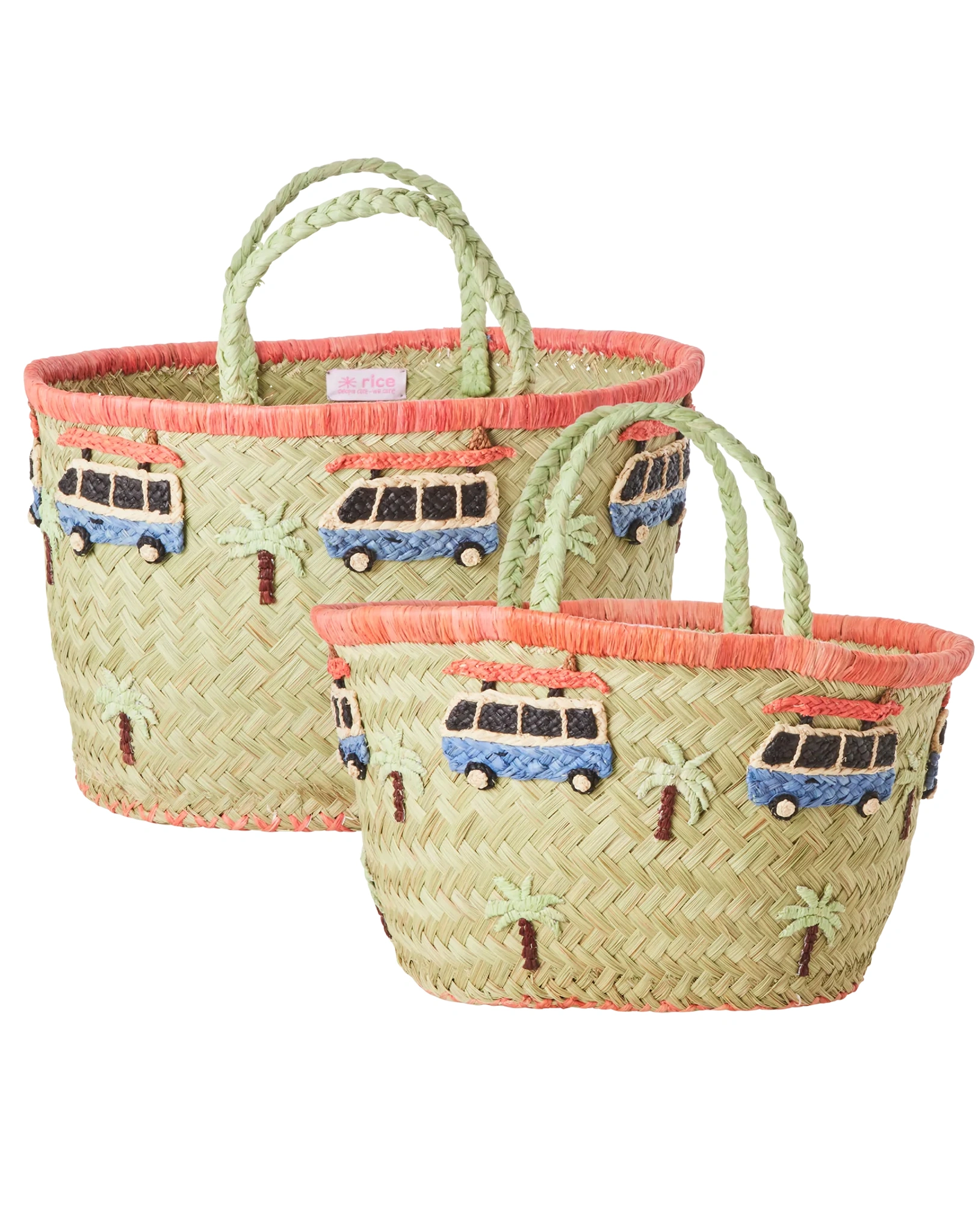 Raffia-Korb-Set HAPPY CARS 2er Set in natur