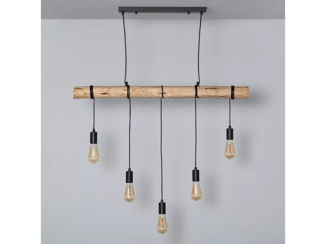 Suspension Métal et Bois Yagis Noir