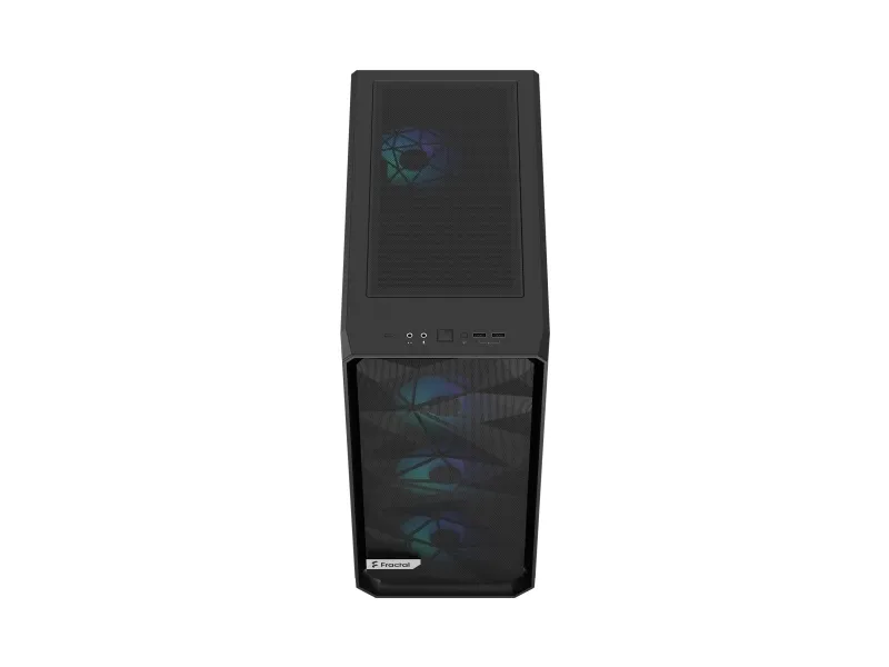 Fractal Design Meshify 2 Compact Lite - Mid tower - ATX - sidepanel med vindue (hærdet glas) - ingen strømforsyning (ATX) - sort TG-lystone - USB/Lyd