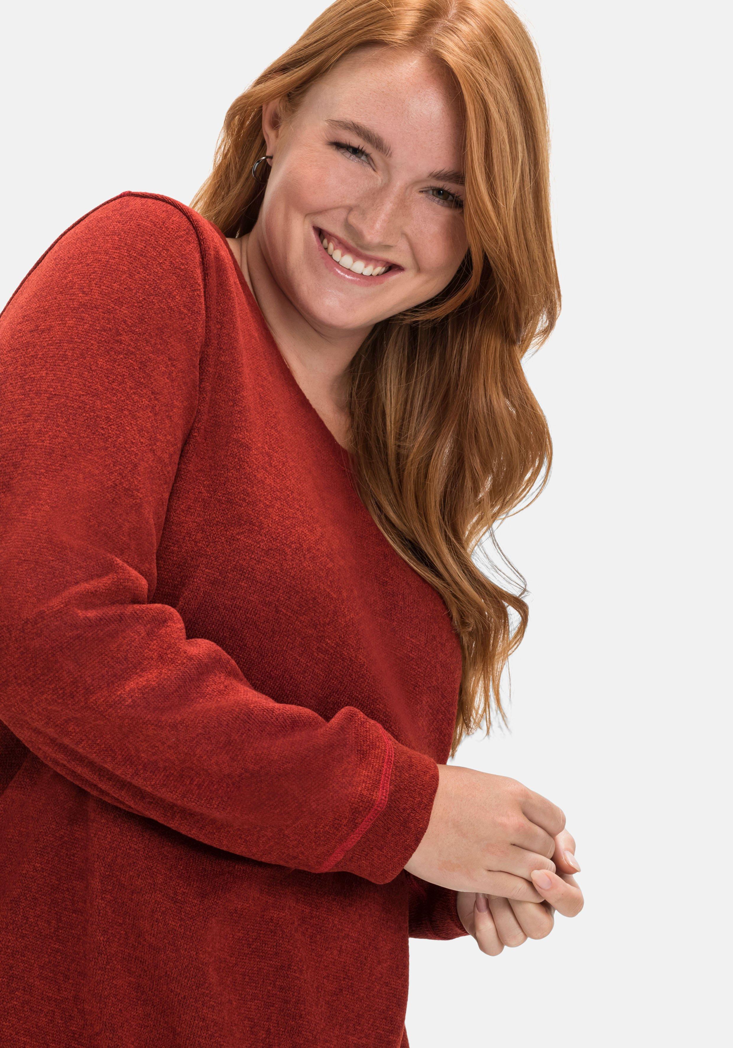 Sweatshirt aus Strickfleece, mit Saum-Tunnelzug