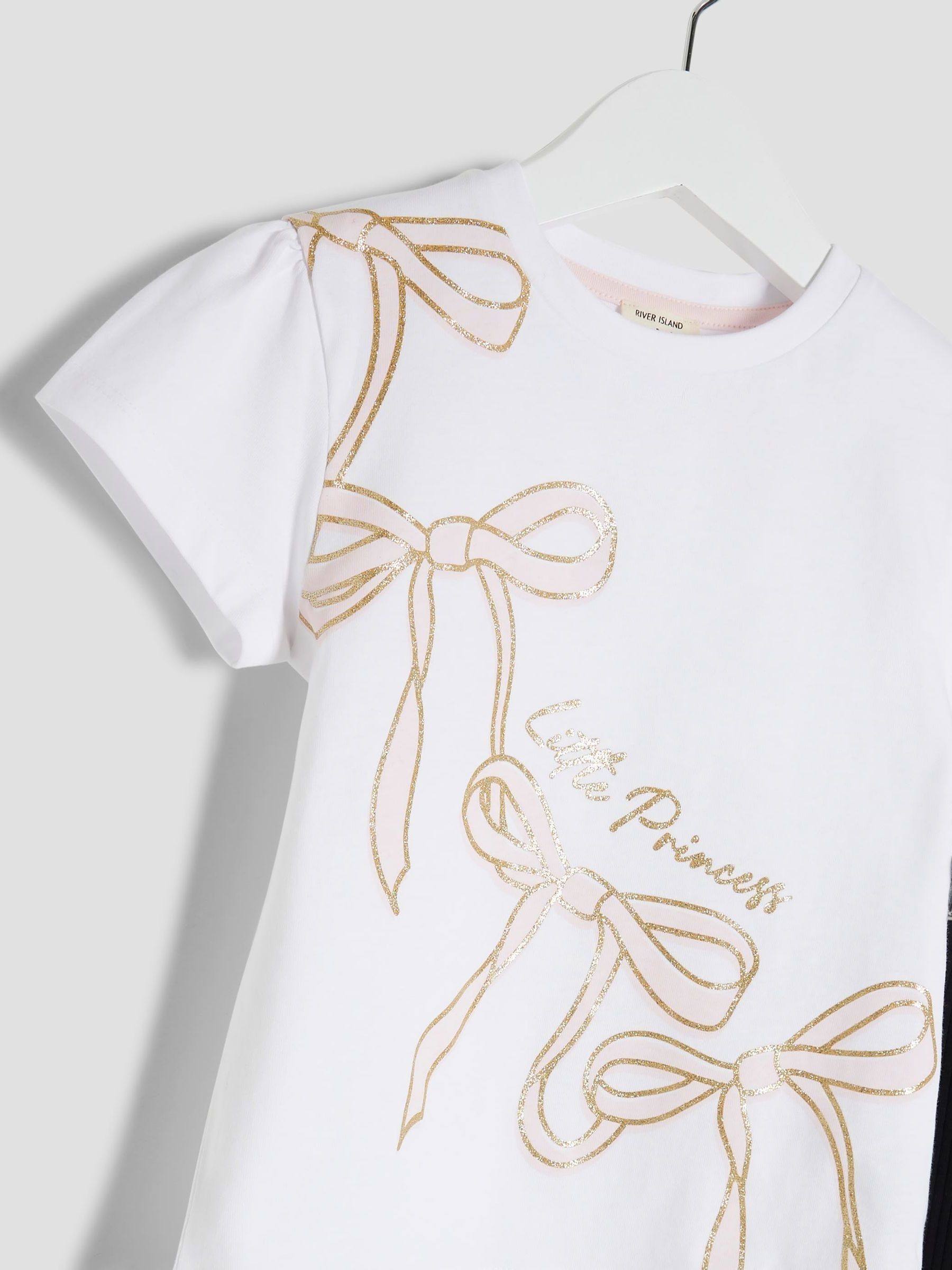River Island White Bow T-Shirt and Short Set