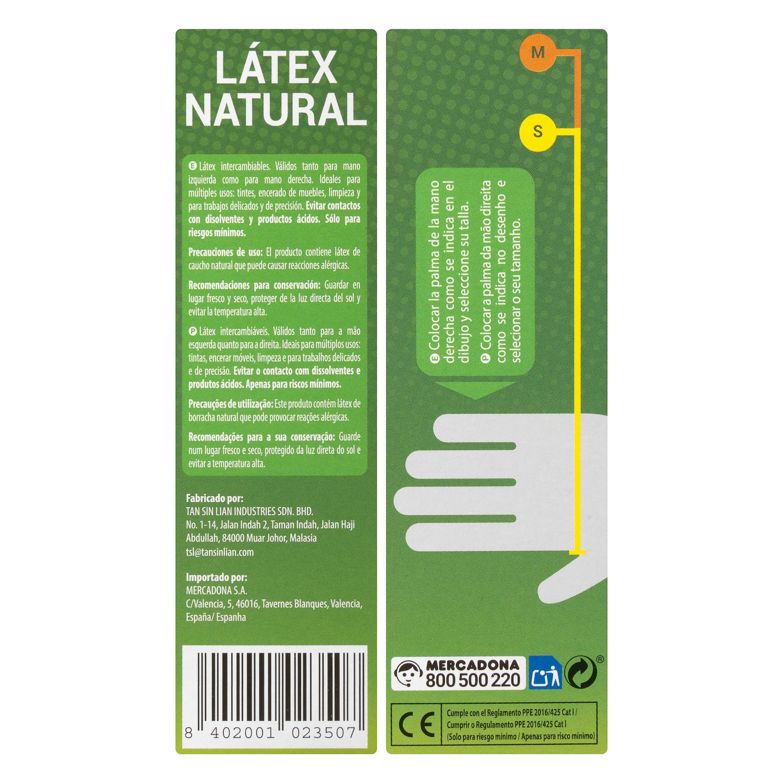 Gants en latex vert forêt, taille M-L
