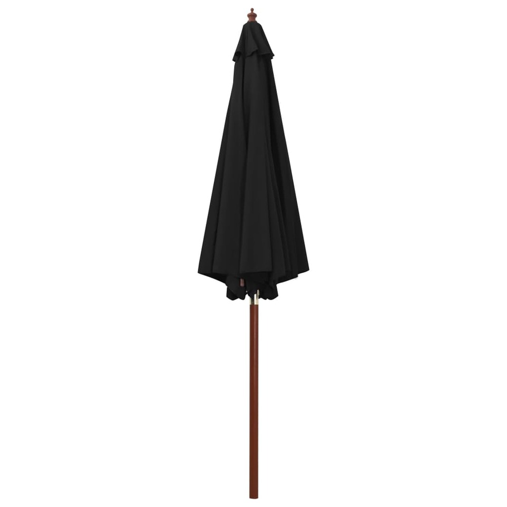 Parasol avec mât en bois 300 x 258 cm noir
