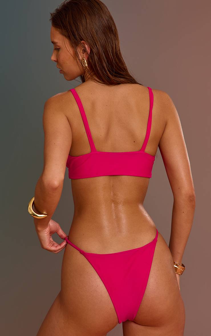 Fuchsia Haut De Bikini Micro Triangle À Bords Dorés