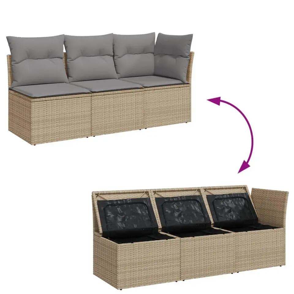 vidaXL - Tuinbank - Beige - Poly rattan