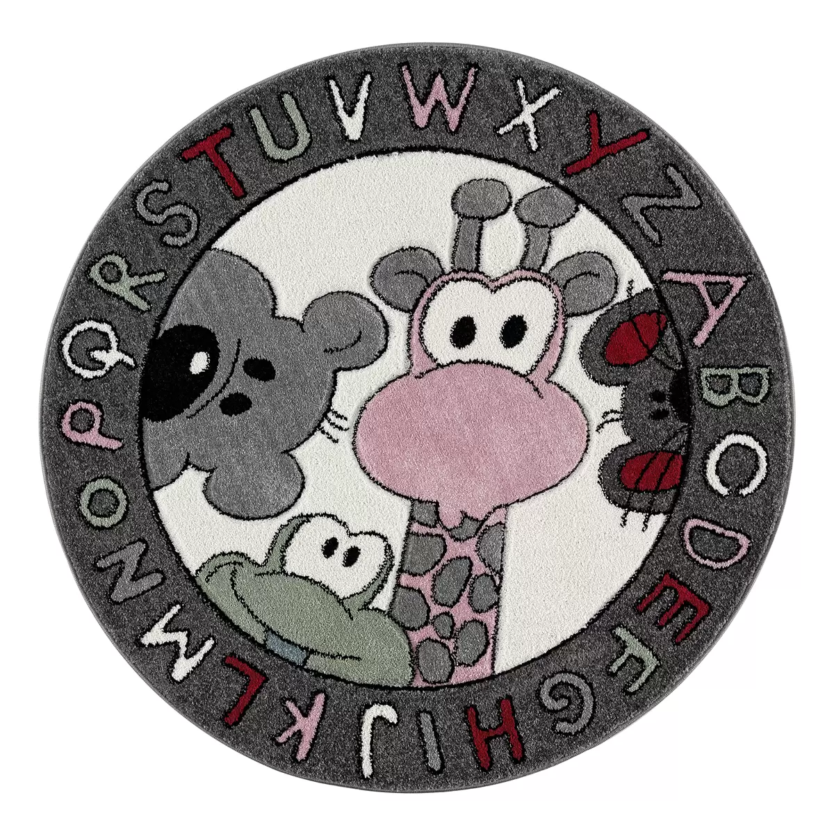 Kinderteppich Kids mit Handcarving grau,rosa