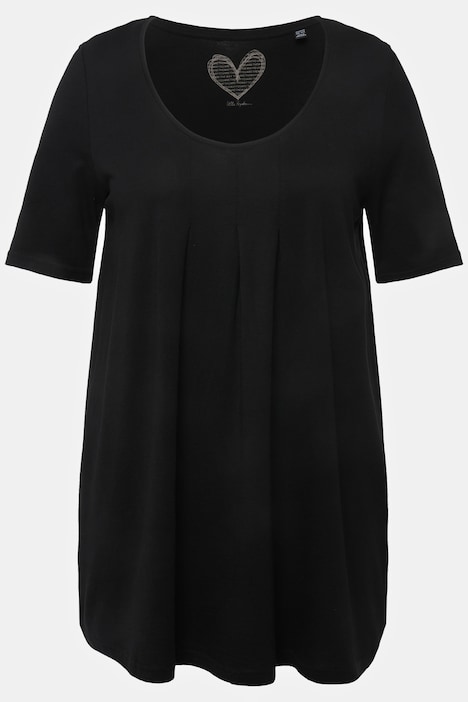 T-Shirt, Zierfalten, A-Linie, Rundhals, Halbarm, Modal