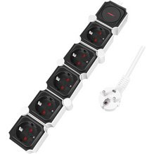 Bloc multiprises flexible, 5 prises, noir/blanc