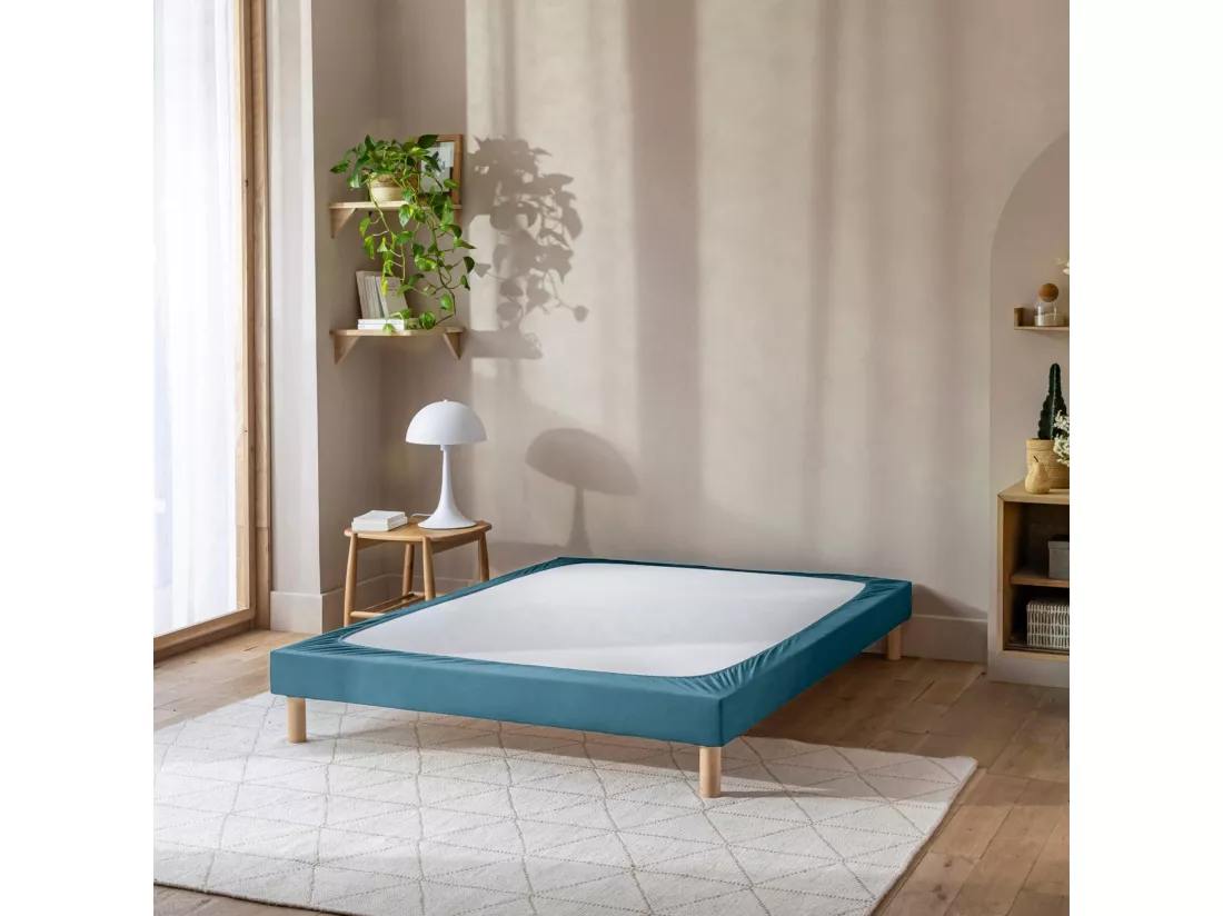 Cache-sommier coton jersey bleu océan 80x190