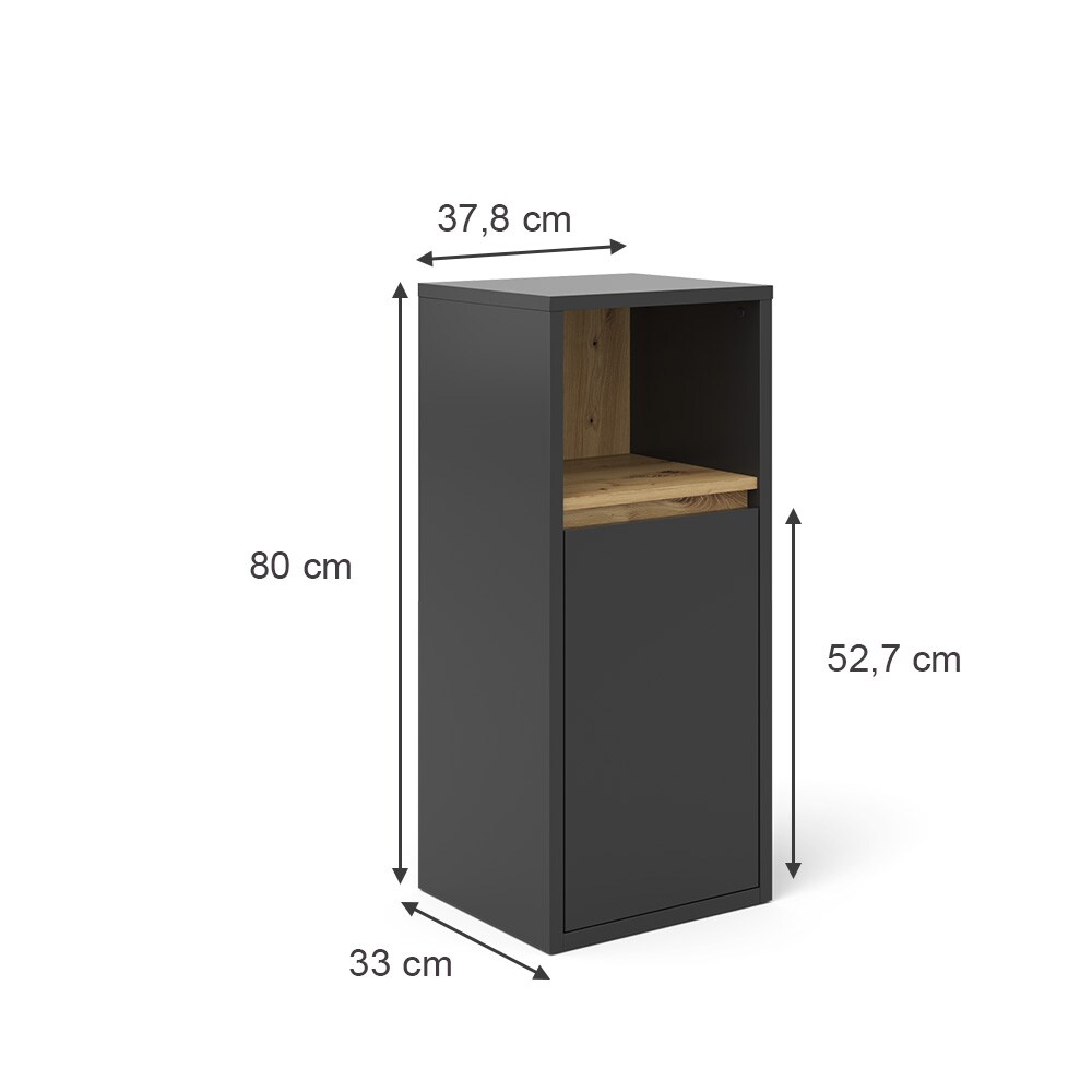 Vicco Midischrank Badschrank Badezimmermöbel Viola Anthrazit Eiche modern 38x80 Badezimmer Schrank Badmöbel Schranktür Schrankfach Ablage Aufbewahrung