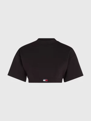 Top cropped de gola alta com distintivo