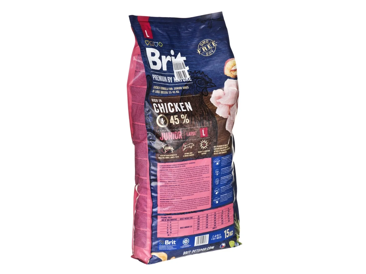 Brit Premium by Nature Junior L, Hundehvalp, Kylling, 15 kg, Maxi (26 - 44 kg), Vitamin A,Vitamin D3,Vitamin E, Generelt sundhed