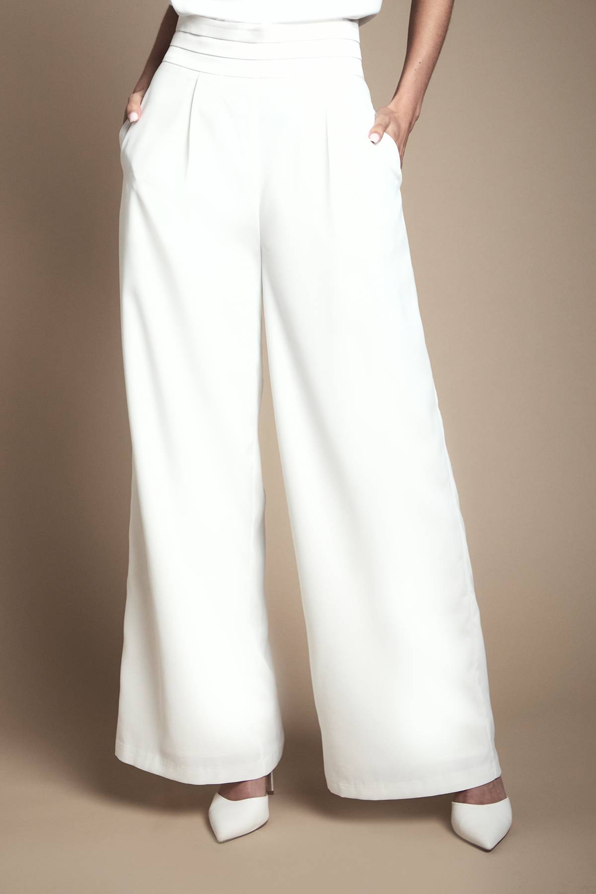 Coast Pantalon De Mariée À Jambes Larges Taille Haute Avec Finitions En Satin