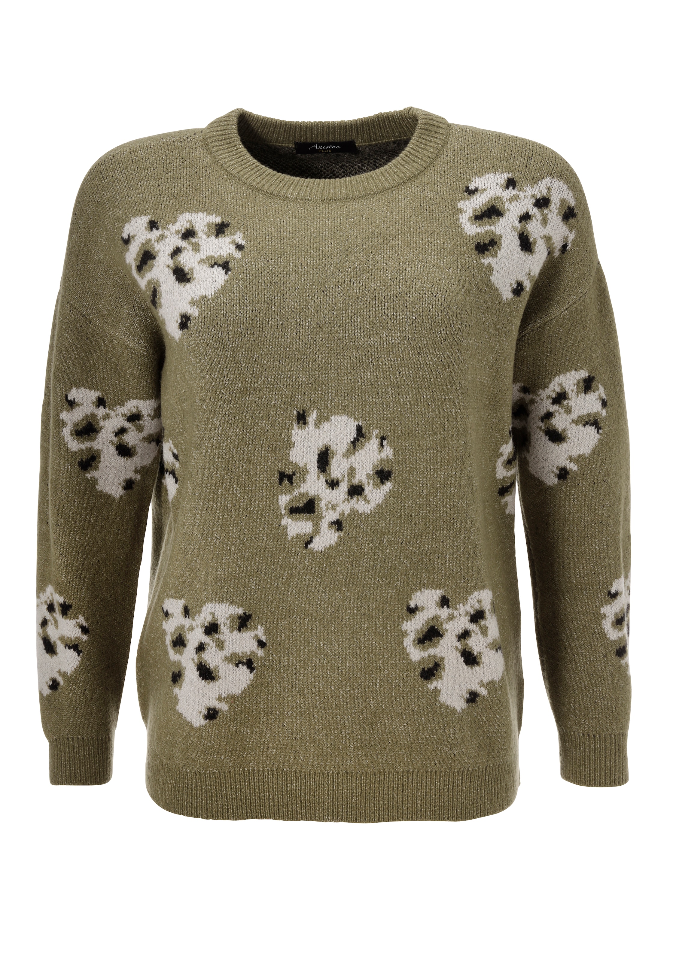 Aniston PLUS Strickpullover , mit eingestrickten Herzchen in Animalprint