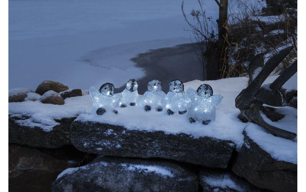 LED-Figur Acrylic 12.5cm Pinguine 5er SetWeihnachtsfiguren Acrylpinguine