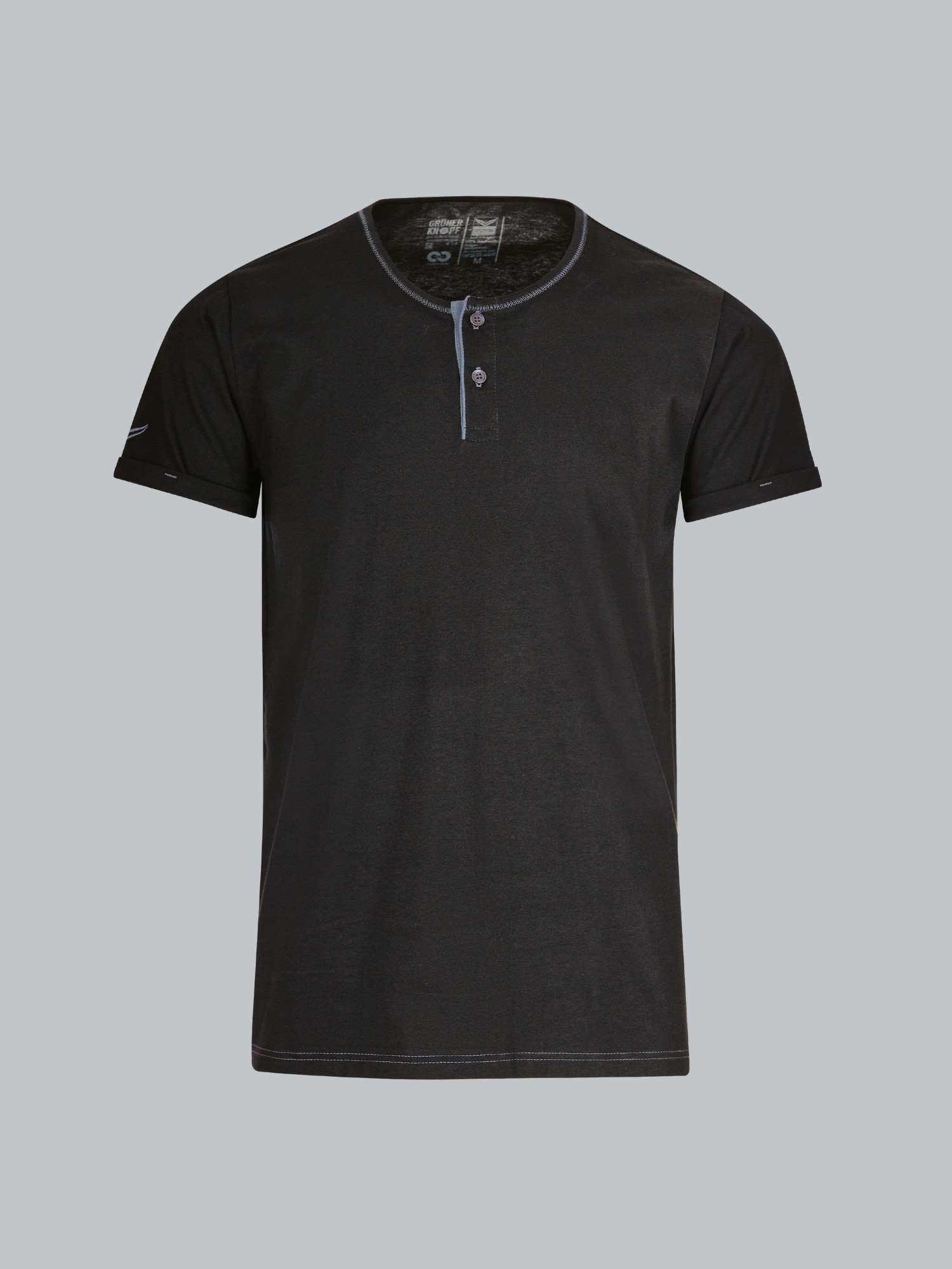 T-Shirt Knopfleiste aus Biobaumwolle Schwarz-C2C
