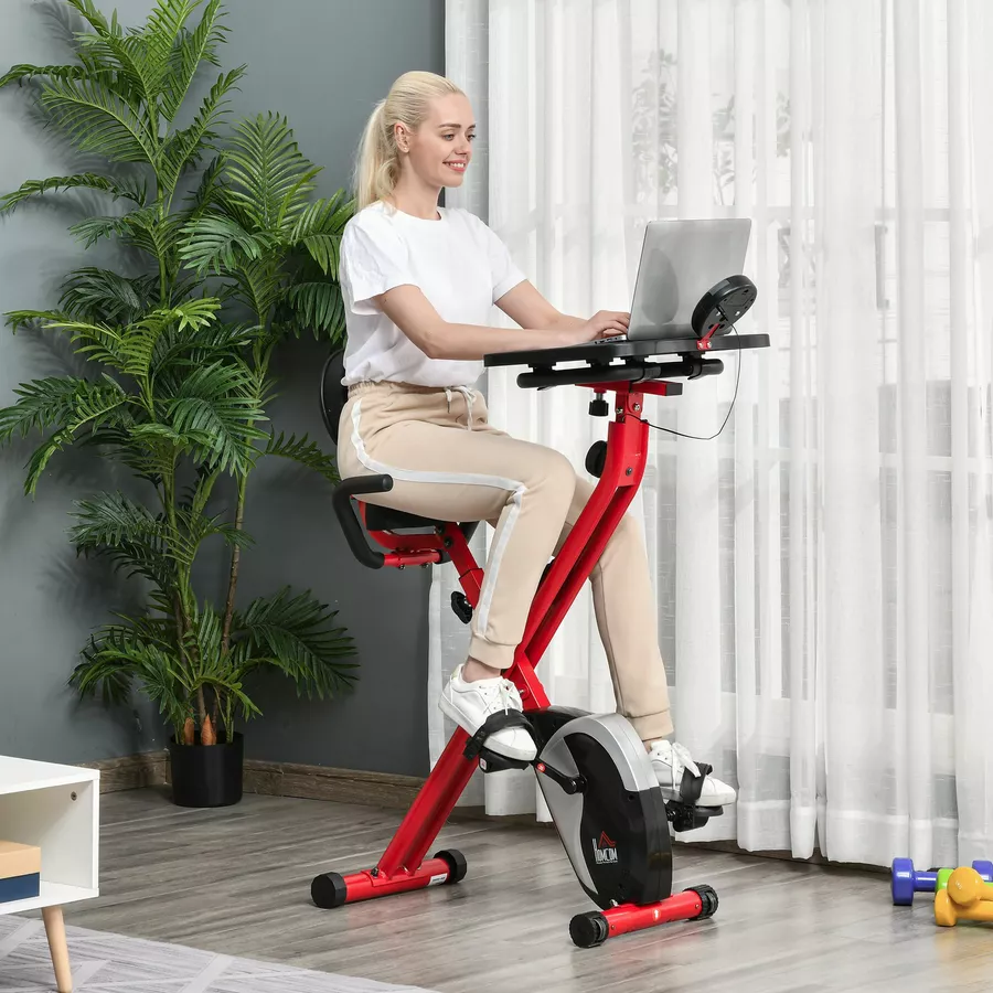 HOMCOM Heimtrainer mit 8 Stufen rot, schwarz