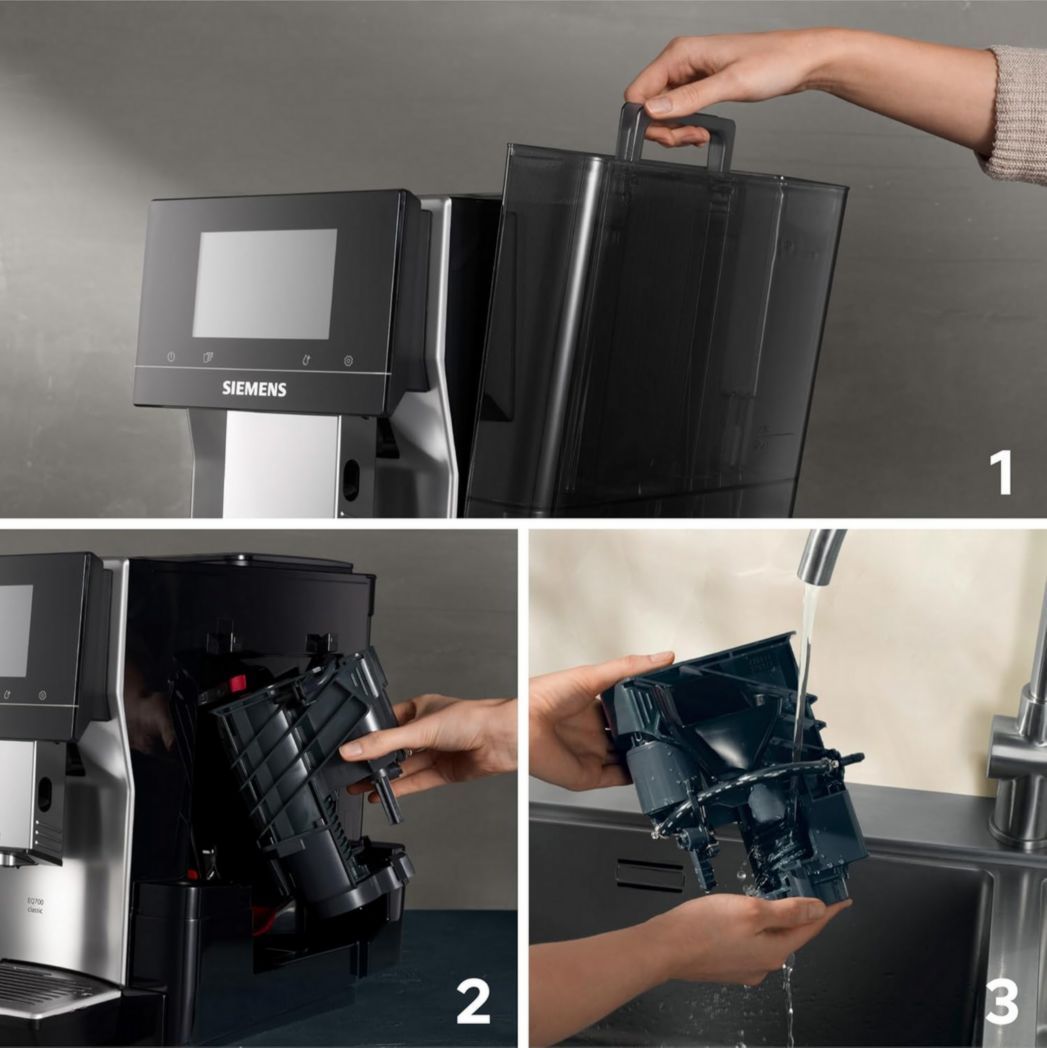 SIEMENS, machine à café à grains entièrement automatique, EQ700, écran iSelect, coffeeWorld, avec Cold Brew et Slow Brew, cappuccinatore, Home Connect, gris anthracite, TP715R01 classic