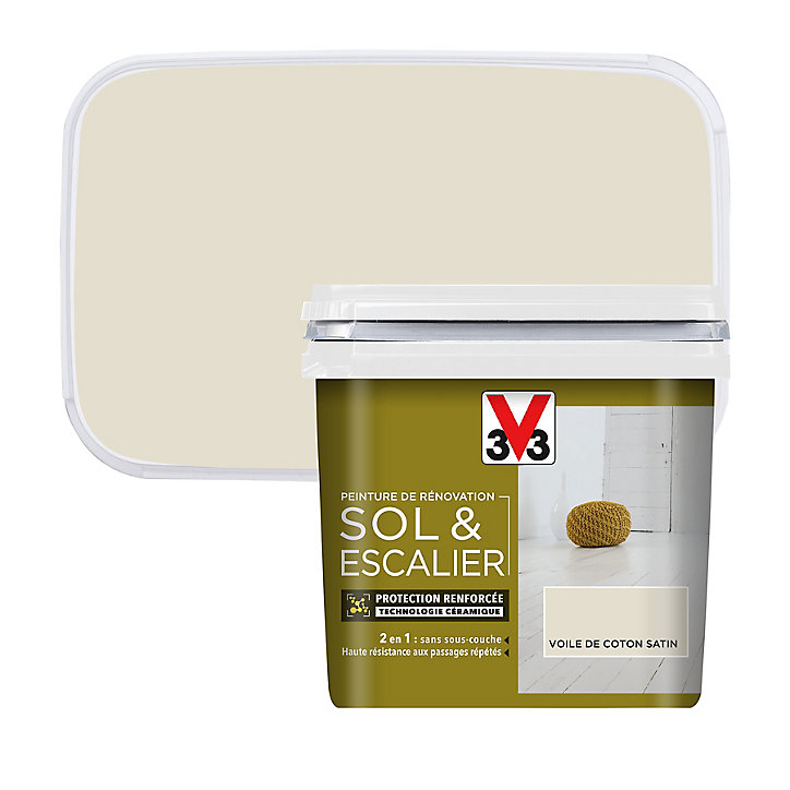 Peinture de rénovation sol et escalier V33 voile de coton satin 0,75L
