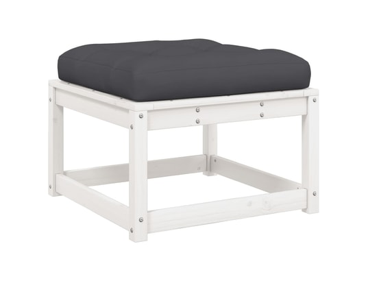 VIDAXL - Pouf Repose-pied de jardin avec coussins blanc bois de pin massif