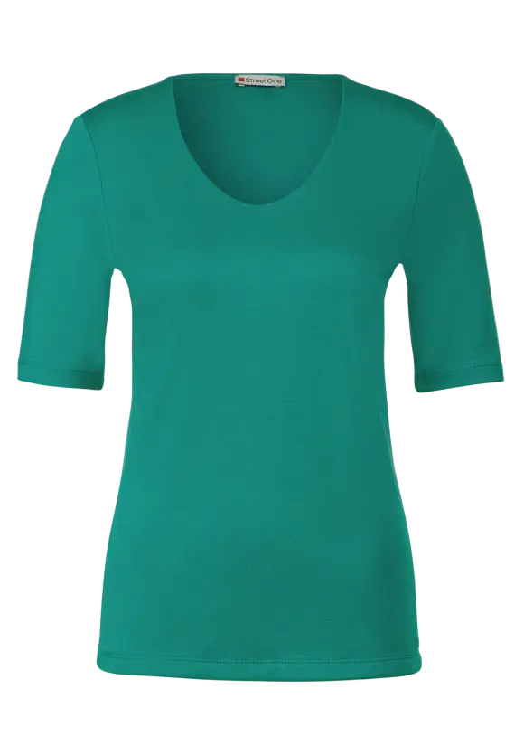 Basic Kurzarmshirt - intense aqua