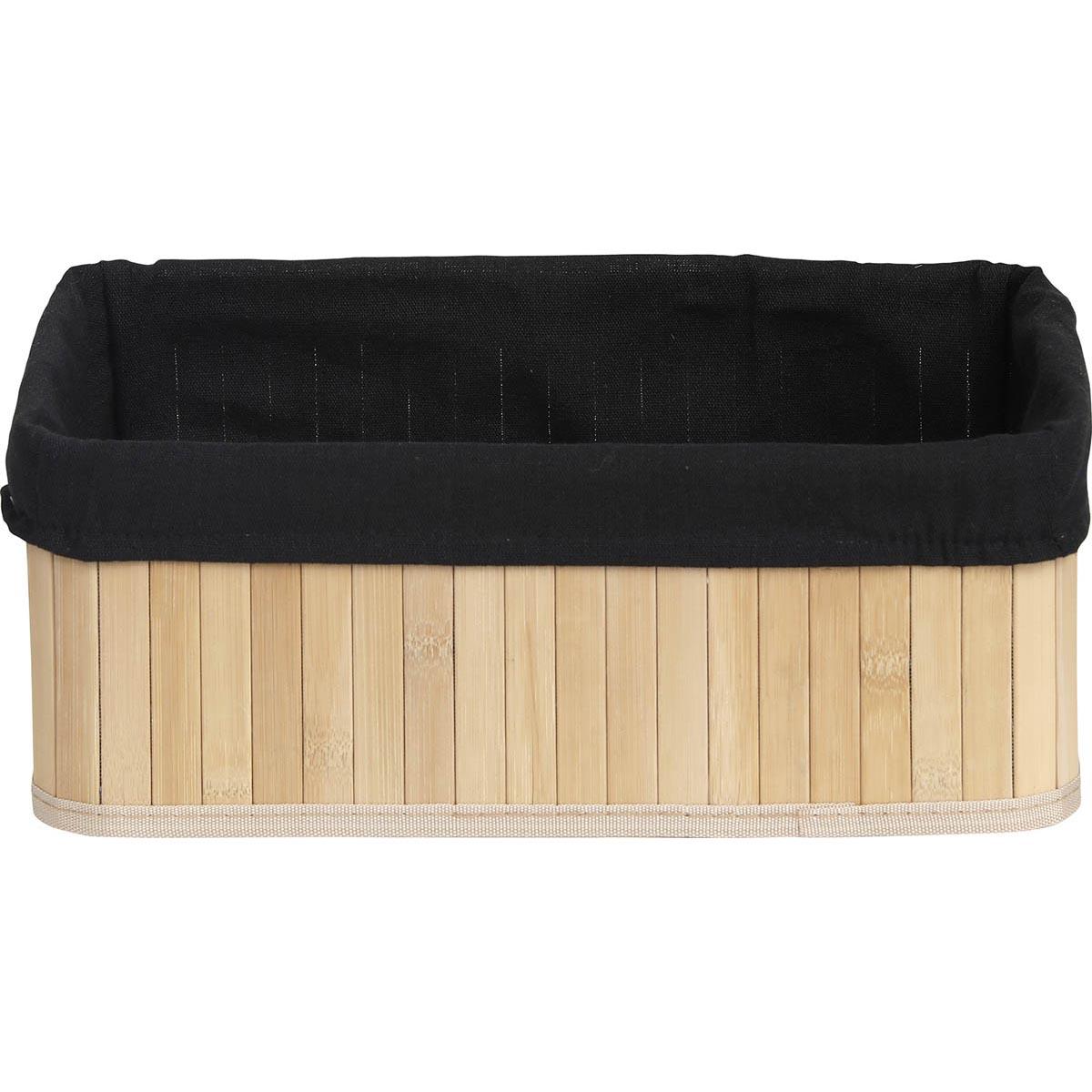 PANIERE MOYEN MODELE 37X25CM BAMBOU NATUREL TISSU NOIR