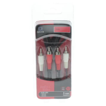 Q-Link tulp kabel 2RCA/2RCA male-male 1.5 meter rood/wit