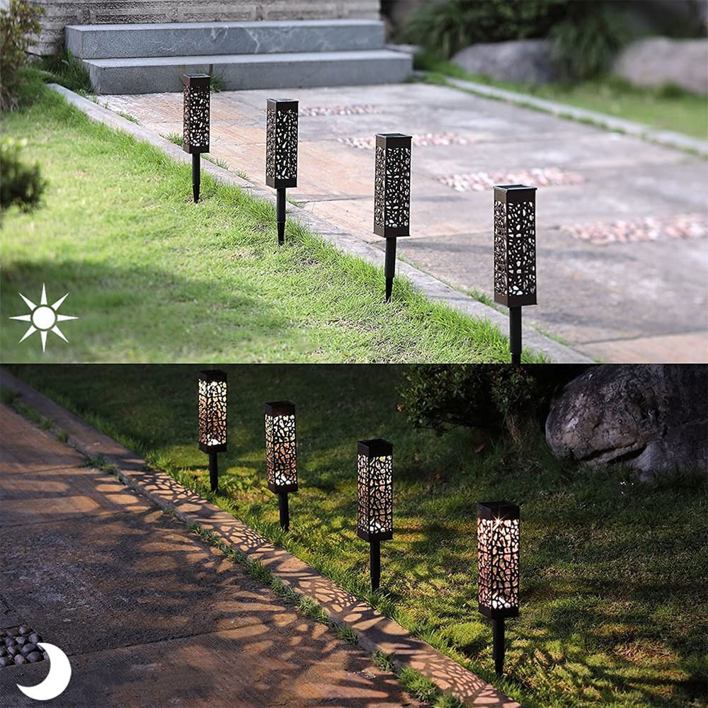 (8er Set) 18x6cm LED Solar Lampe Outdoor Gartenleuchte Laterne mit Erdspiess (IP65) - Warmweiss