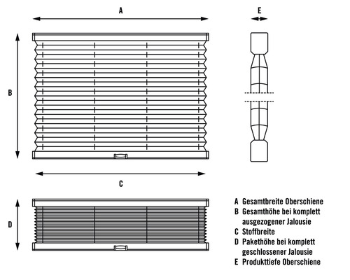 Soluna plisségordijn met zijspan, wit, 40x130 cm