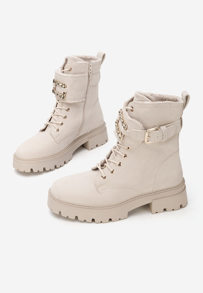 Bottines rangers femme beige Acasia
