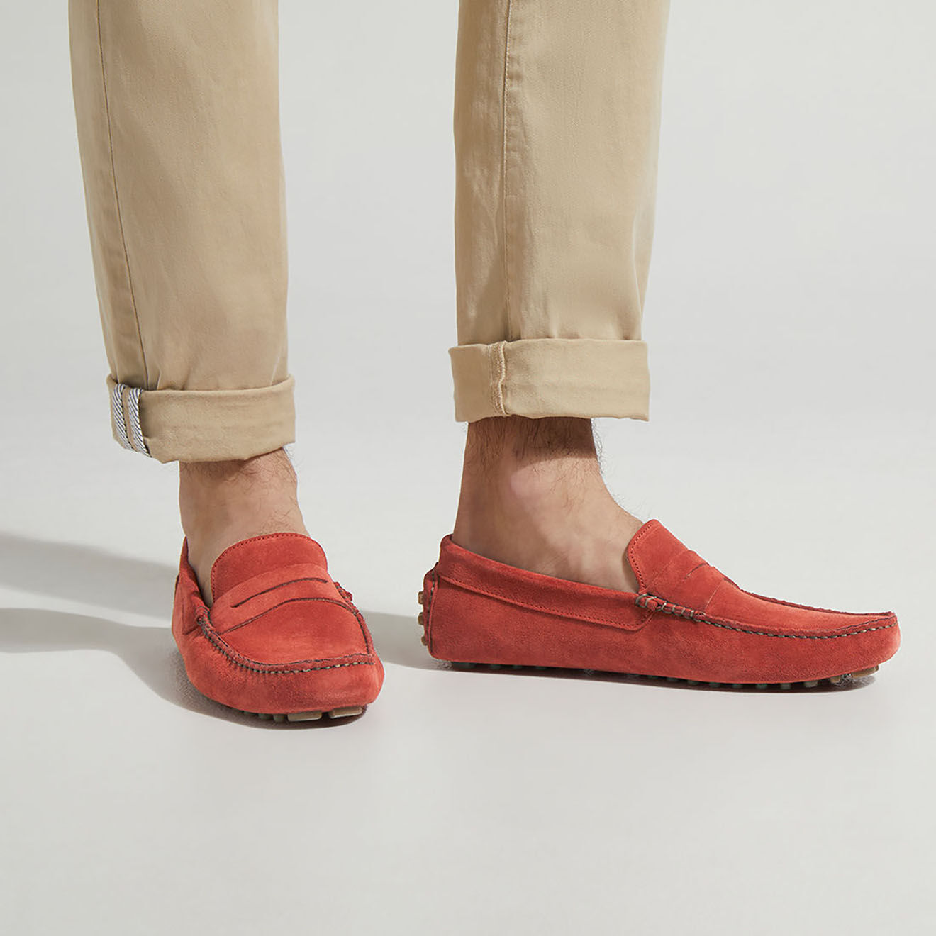 Comptoir GL Mocassins en Velours de Cuir Diego orange brique