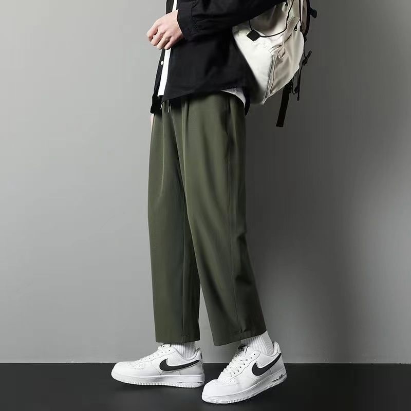 Wewewow - Mid Rise Plain Cropped Tapered Pants