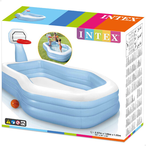 Piscina inflável de 3 tubos, 188x130 cm (capacidade de 682 litros), com cesta e bola.