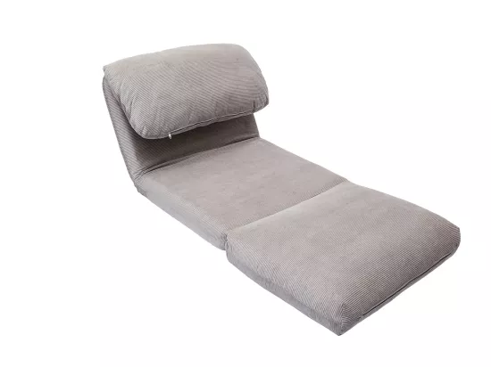 Chauffeuse 1 place convertible en tissu velours côtelé gris clair SPENCER