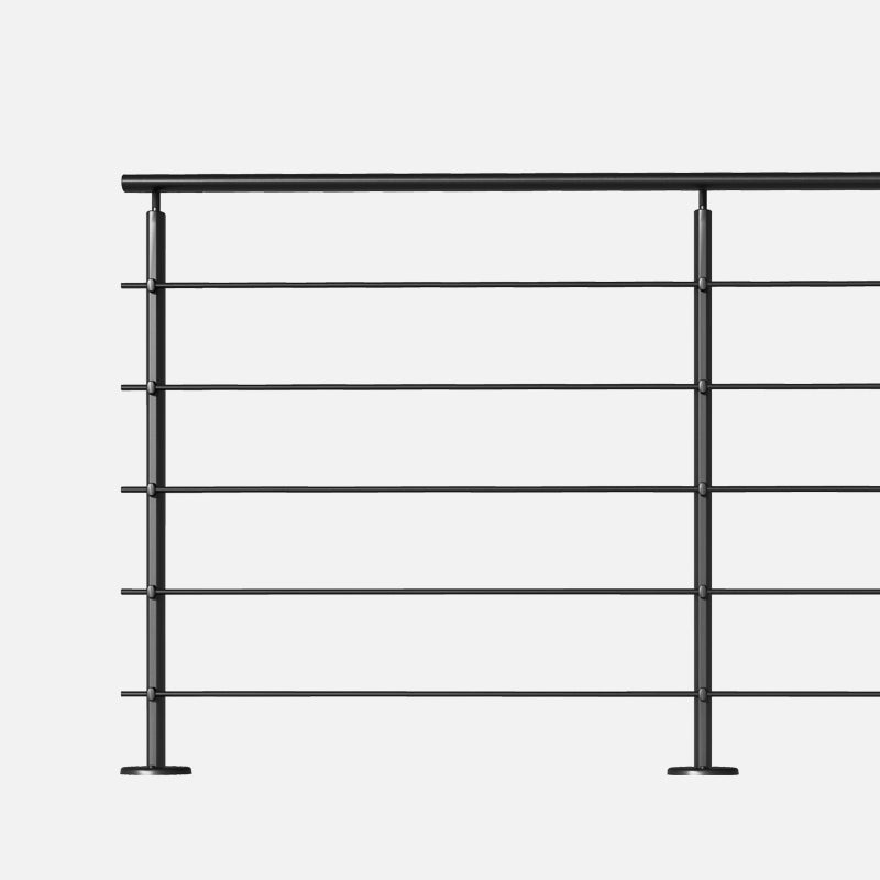 PRESTIO – 2m leuningset, klaar voor montage, van aluminium – vloermontage, massief zwart