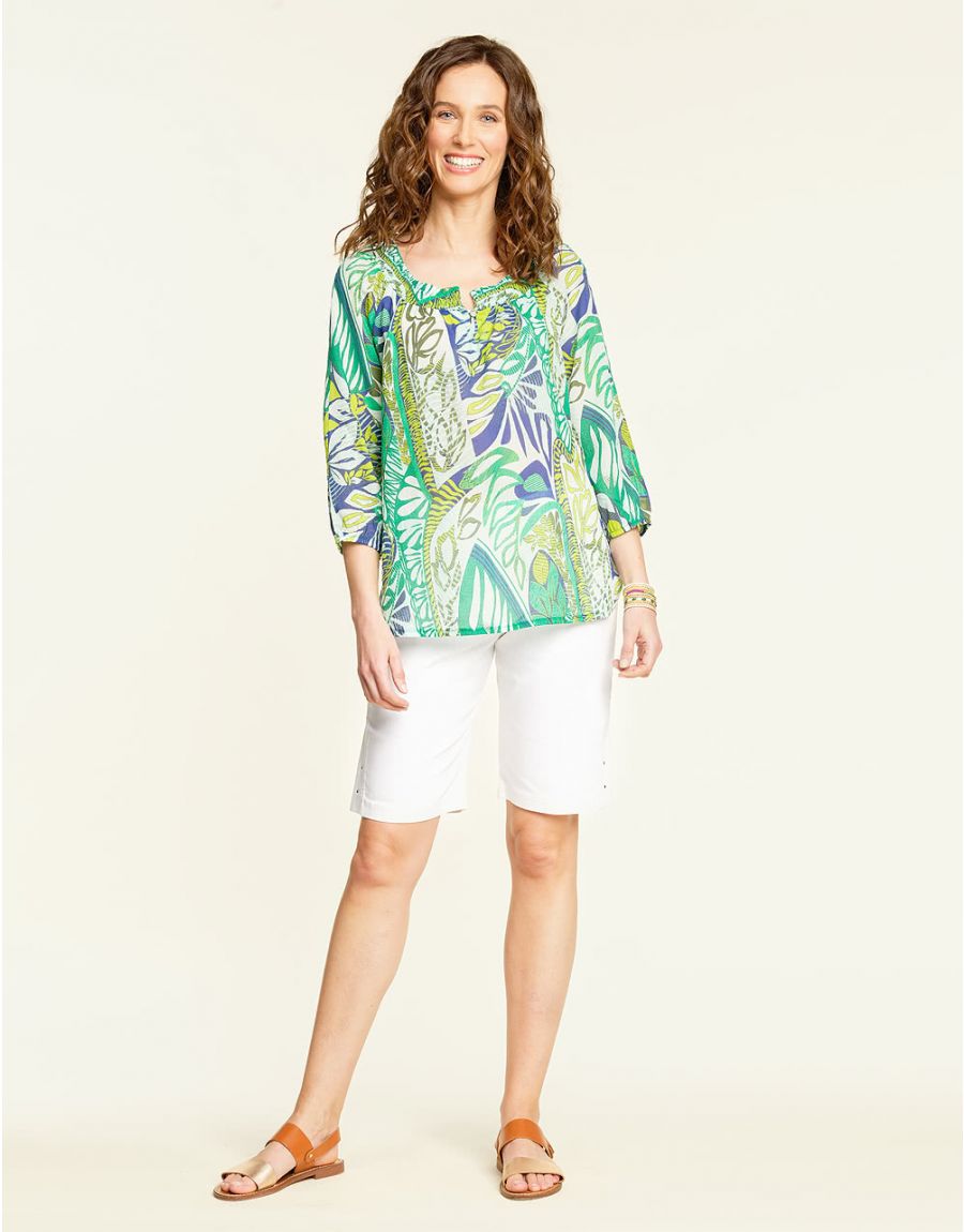 Blouse en coton verte
