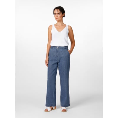 Damenhose weites Bein, Mittelblau