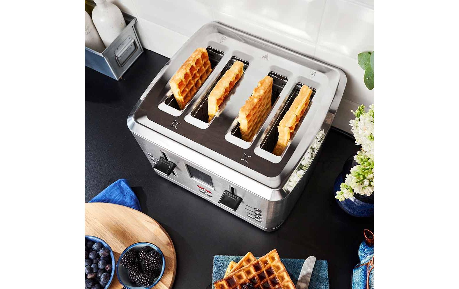 Toaster Digital 4S Silber<br>4-Scheiben-Toaster mit Brötchenaufsatz