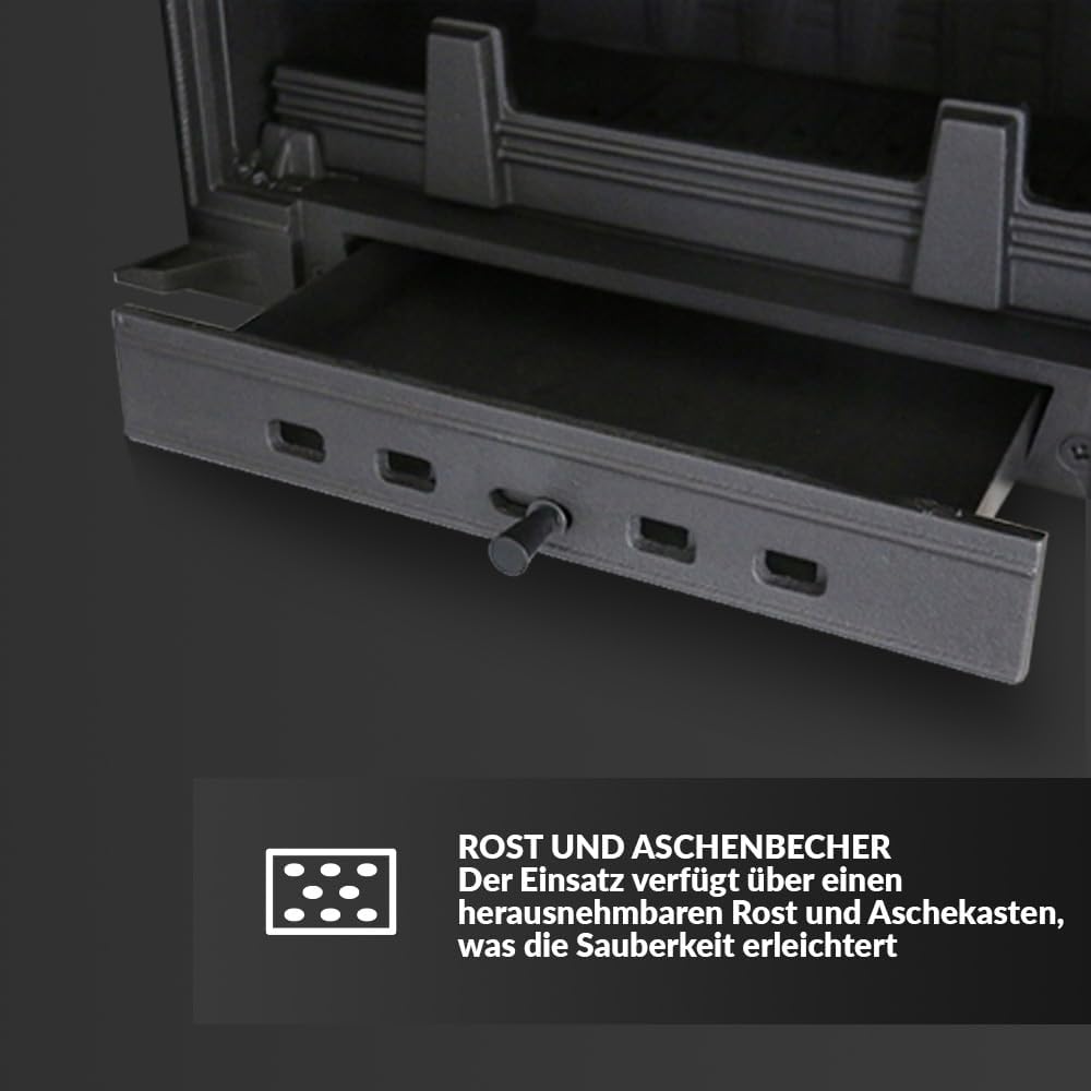 KRATKI Kamineinsatz Gusseisen Simple rechts 8 kW Ø 150