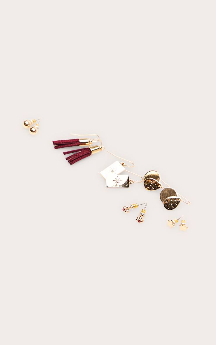Doré Lot De Boucles D'oreilles Assorties Drapées Et Synthétiqueces