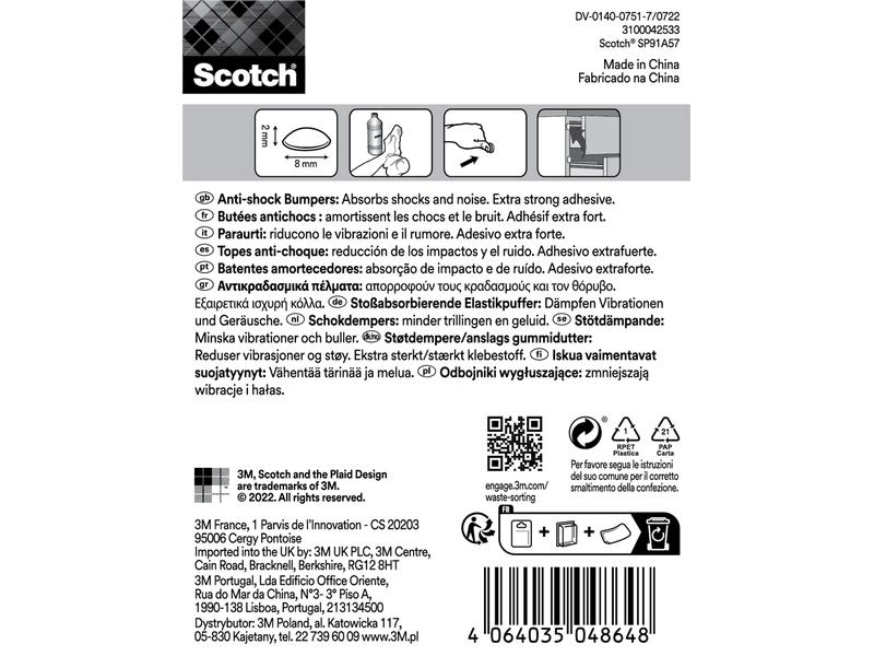 3M Schutzpuffer Anti Shock, Ø 8 mm, Transparent, 16er Pack Stossabsorbierende Elastikpuffer