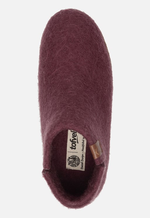 Tofvel Mula Pantoffels bordeauxrood Schapenwol