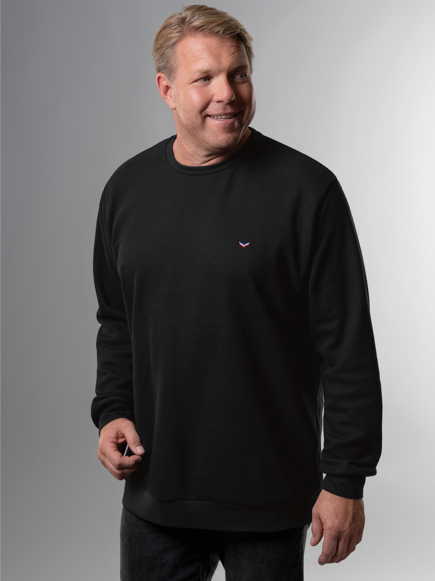 Sweatshirt in Waffeloptik Schwarz