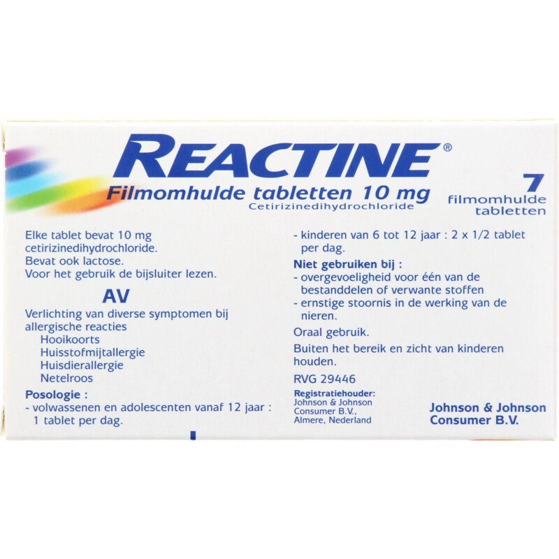 Reactine Hooikoortstabletten cetirizine 10 mg