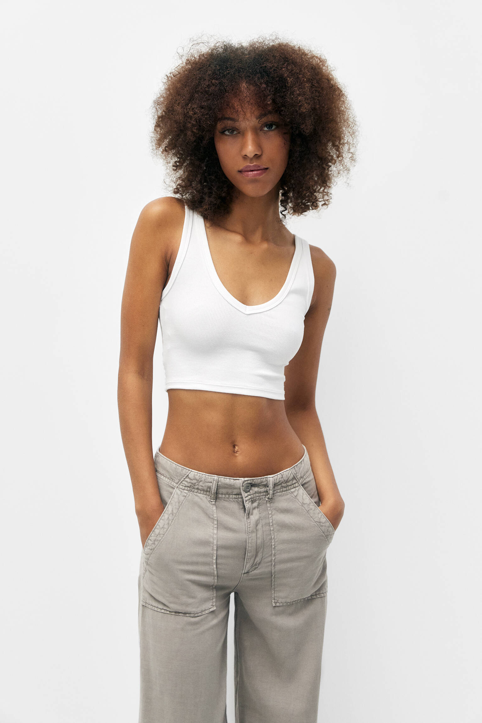 Top cropped com alças CañaLé - Branco